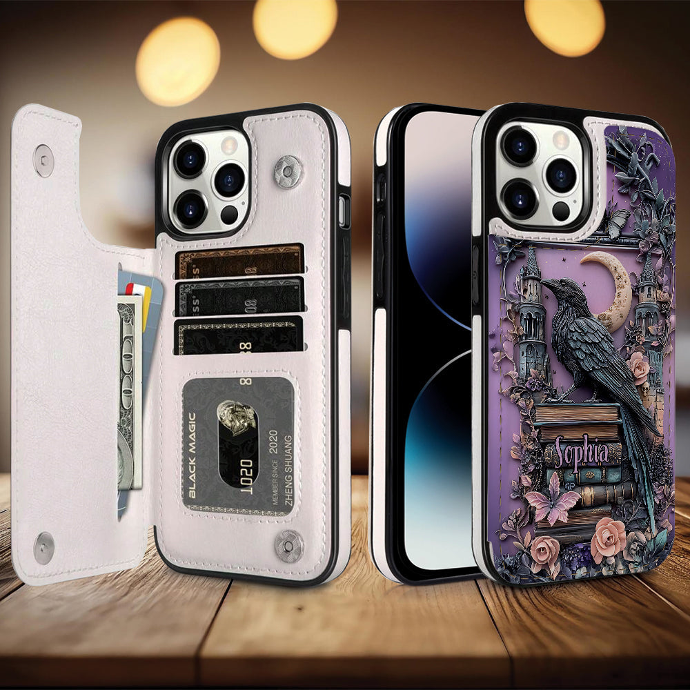 Étui portefeuille pliable personnalisé Dark Academia Book Reader - Étui de téléphone avec livre intégré