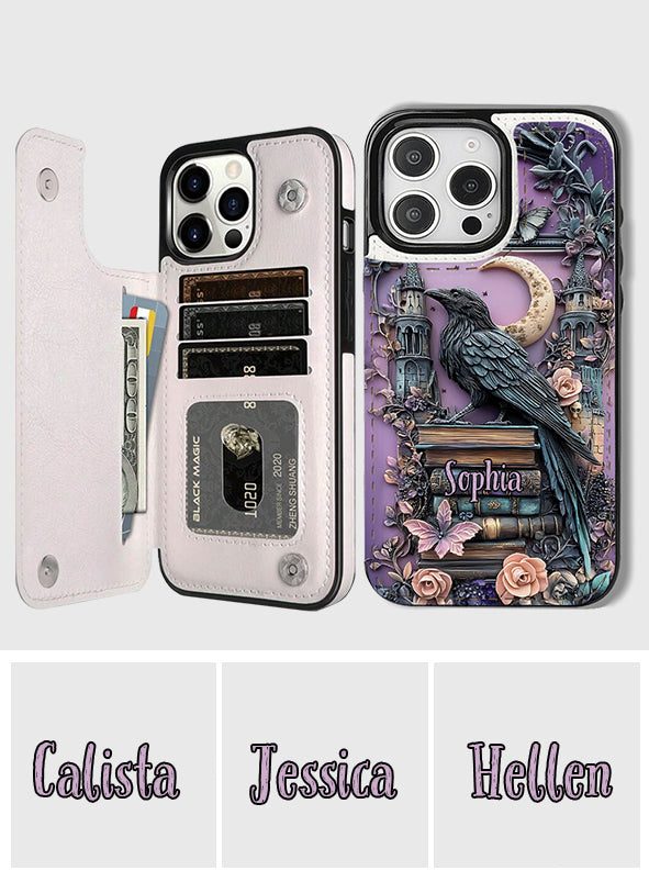 Étui portefeuille pliable personnalisé Dark Academia Book Reader - Étui de téléphone avec livre intégré