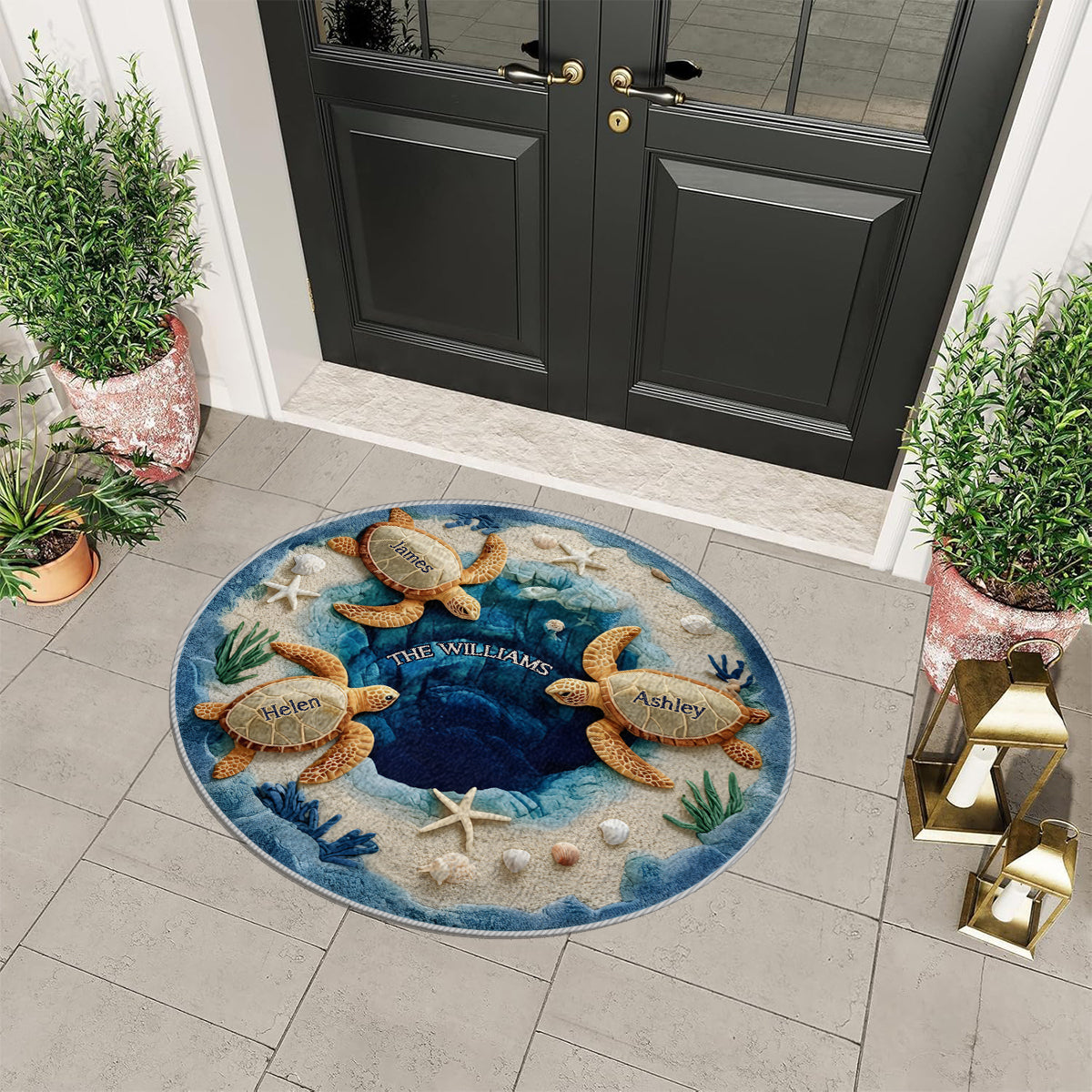 Our Family - Personalized Turtle Non-Slip Tufted Rug