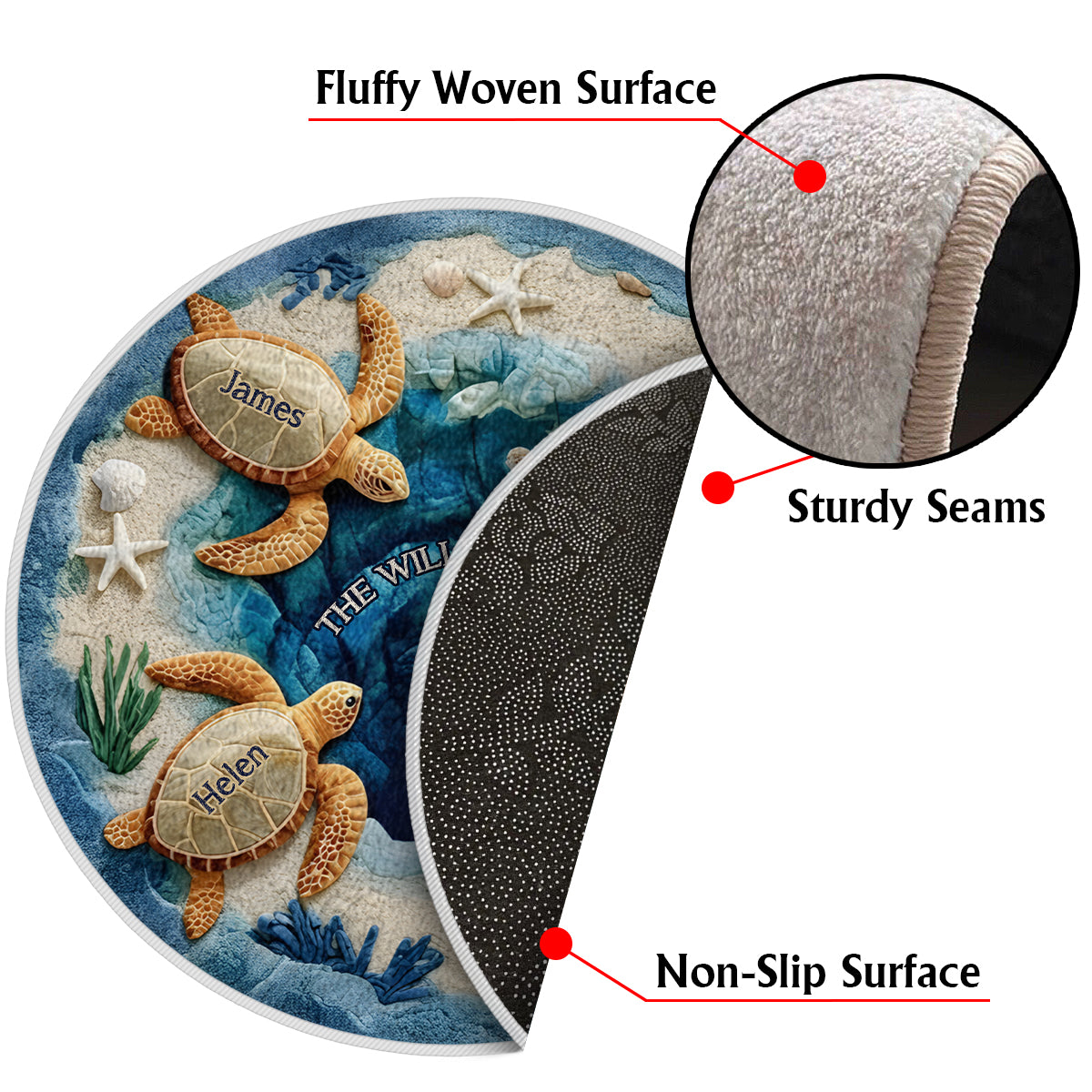 Our Family - Personalized Turtle Non-Slip Tufted Rug