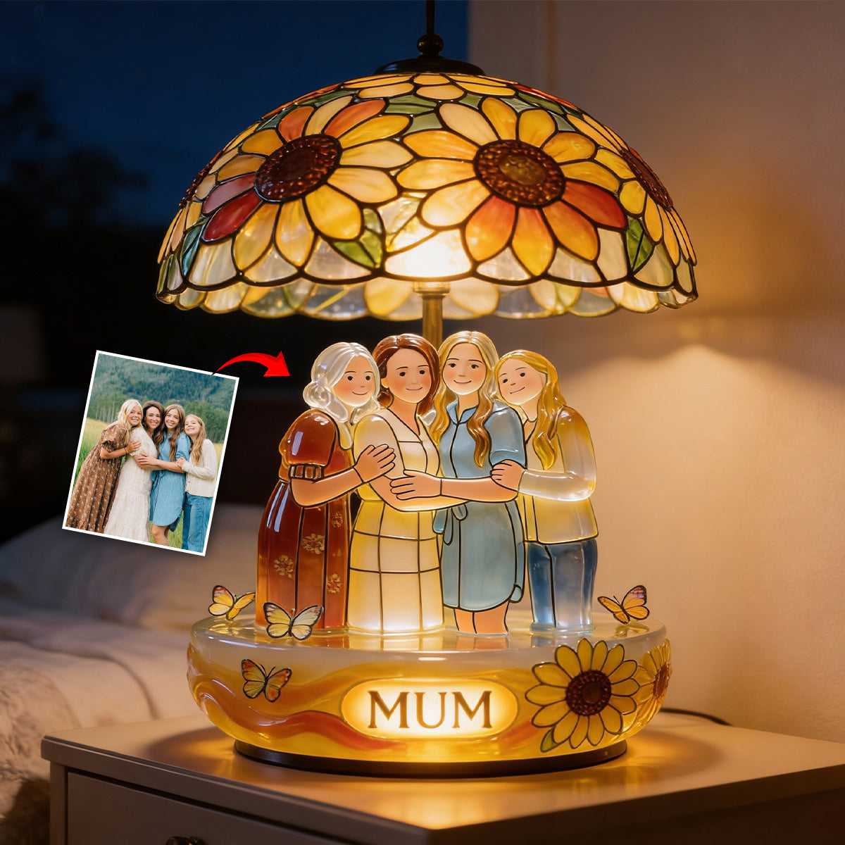 Personalisierte LED-Nachtleuchte aus Acryl mit Foto – Ich liebe dich bis zum Mond und zurück – Acryl-Nachtlicht für Mütter