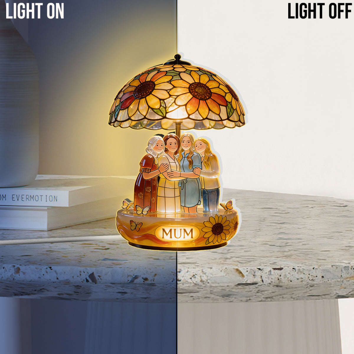 Personalisierte LED-Nachtleuchte aus Acryl mit Foto – Ich liebe dich bis zum Mond und zurück – Acryl-Nachtlicht für Mütter