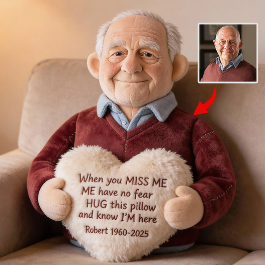 Custom From Photo - When You Miss Me - Personalized Memorial Faux Fur Shaped Pillow