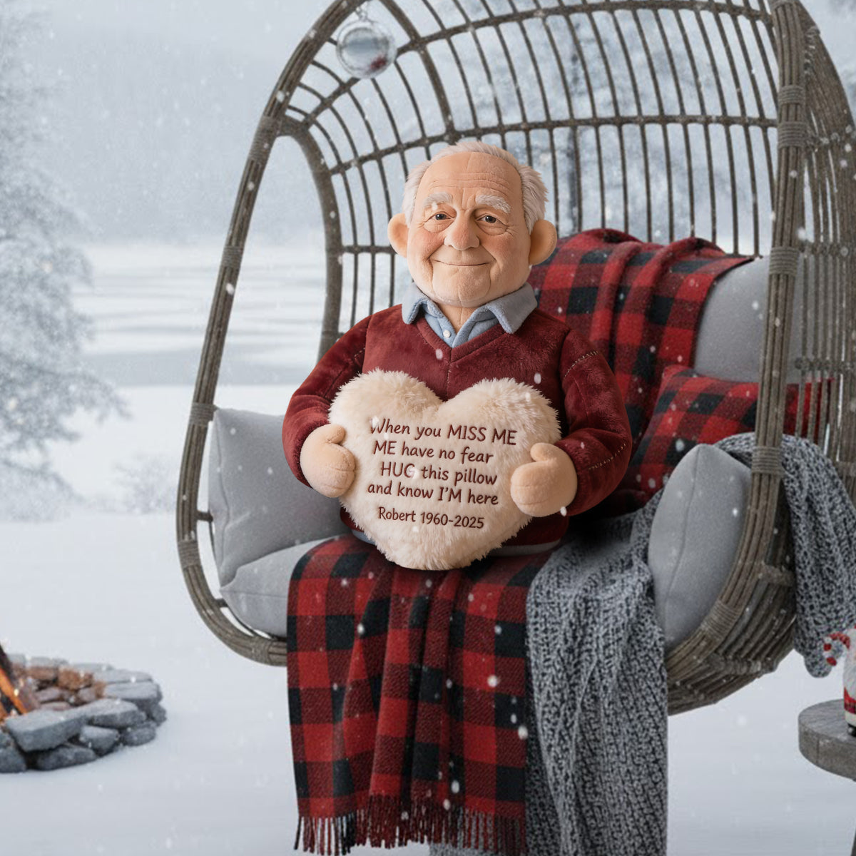 Custom From Photo - When You Miss Me - Personalized Memorial Faux Fur Shaped Pillow