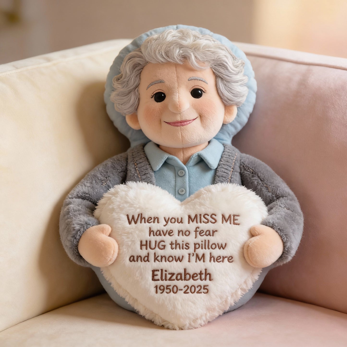 Custom From Photo - When You Miss Me - Personalized Memorial Faux Fur Shaped Pillow