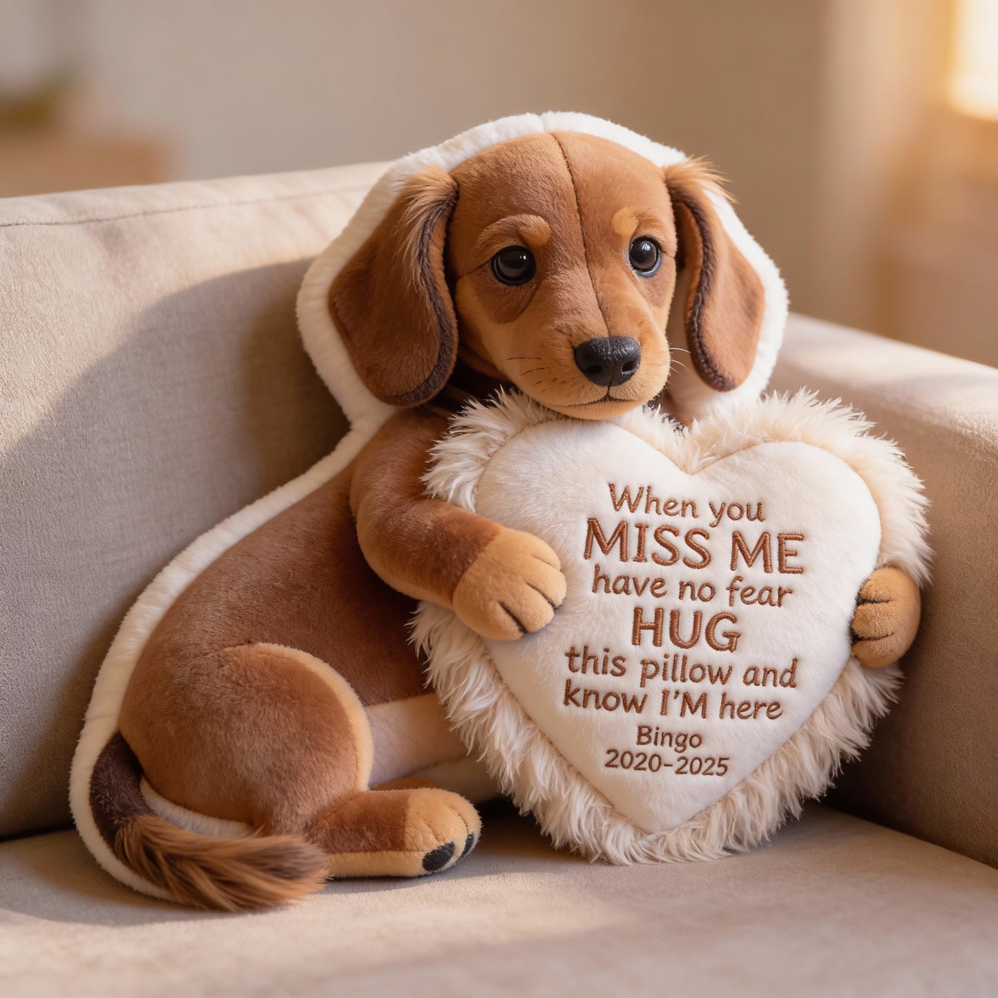 Custom From Photo - When You Miss Me - Personalized Memorial Faux Fur Shaped Pillow