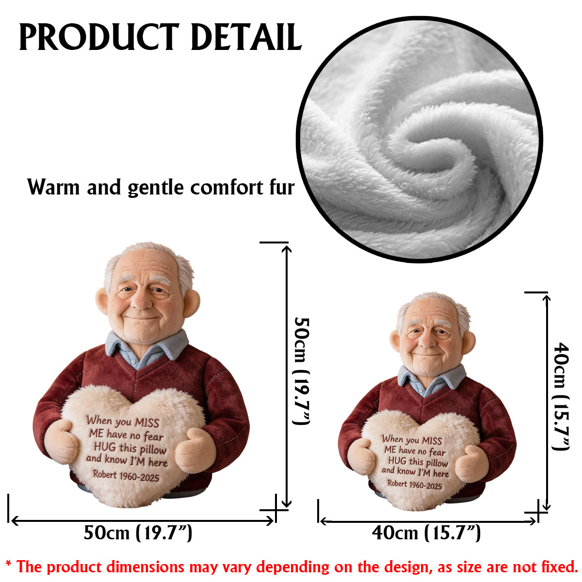 Custom From Photo - When You Miss Me - Personalized Memorial Faux Fur Shaped Pillow