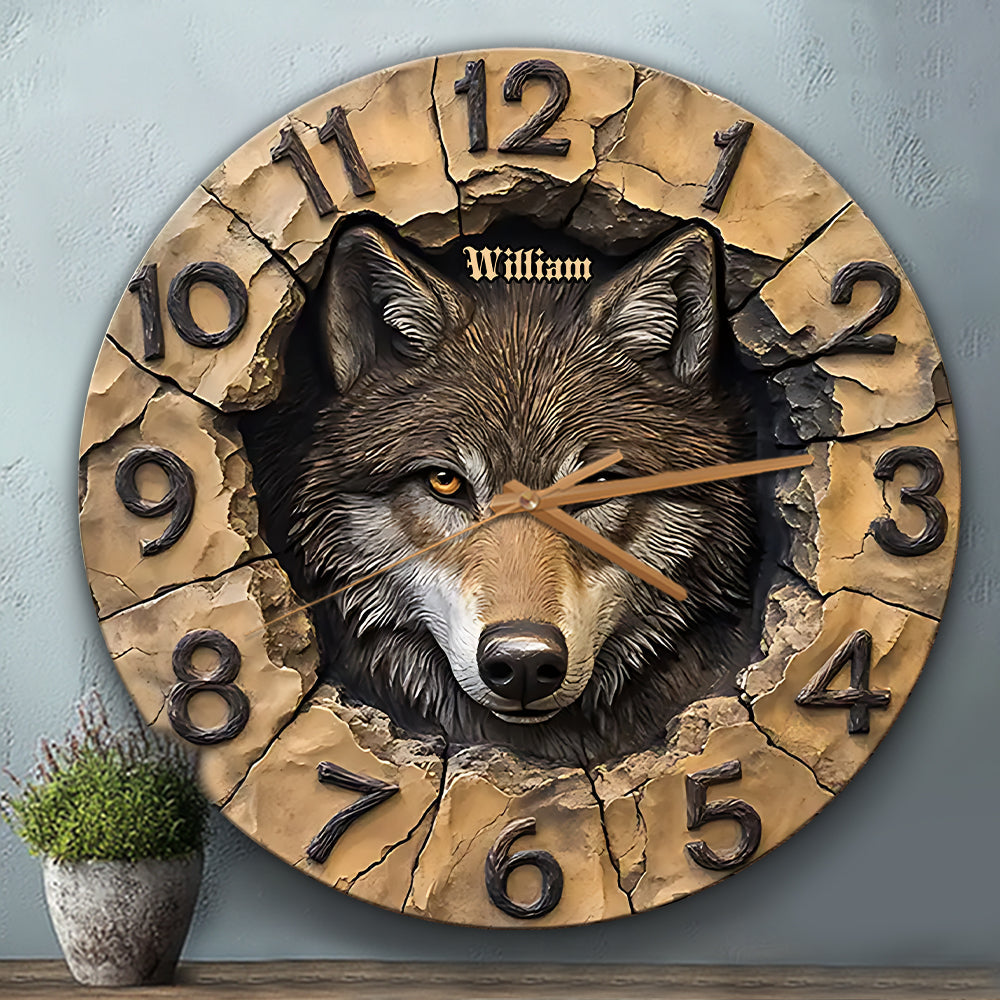 Cool Wolf - Horloge murale personnalisée Loup