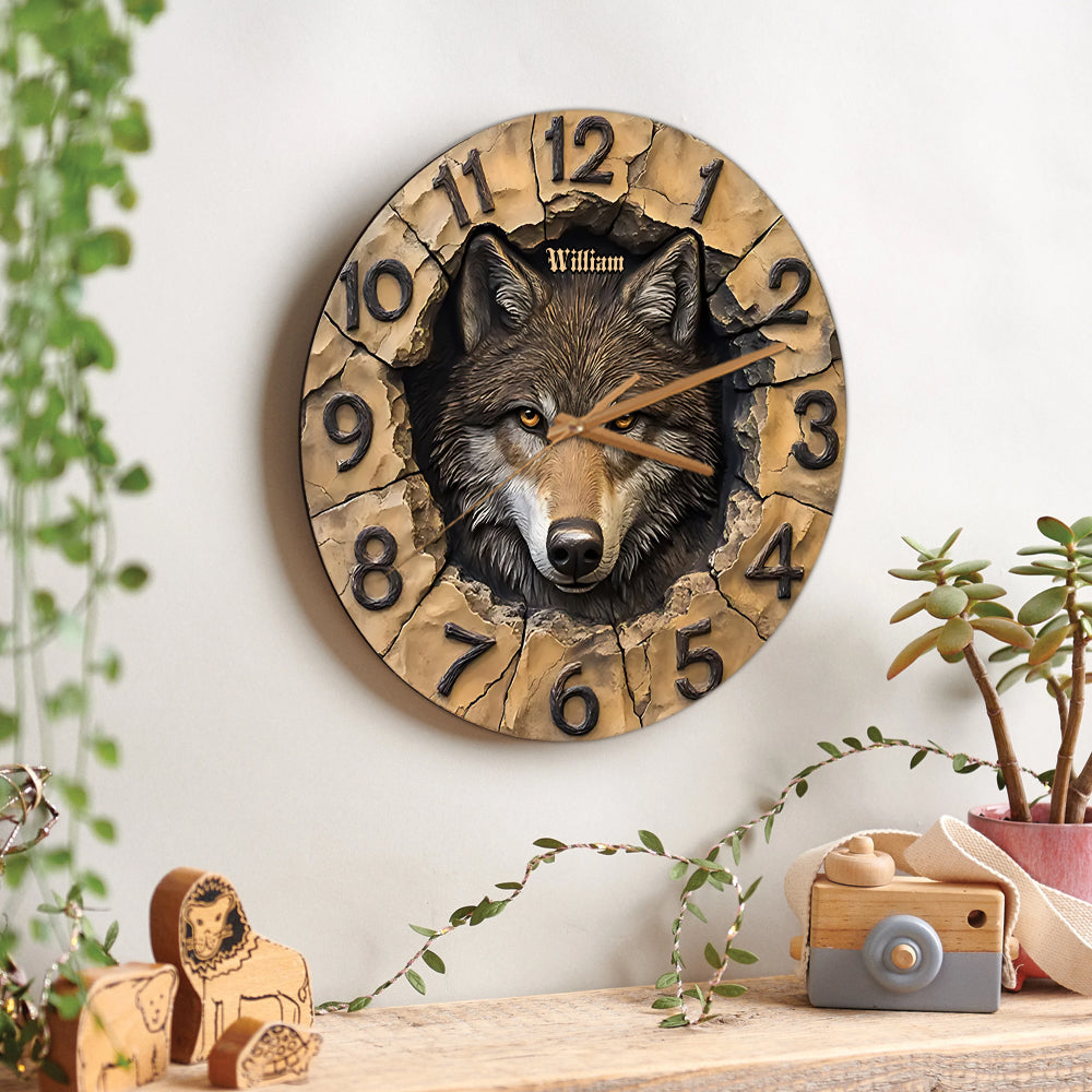 Cool Wolf - Horloge murale personnalisée Loup