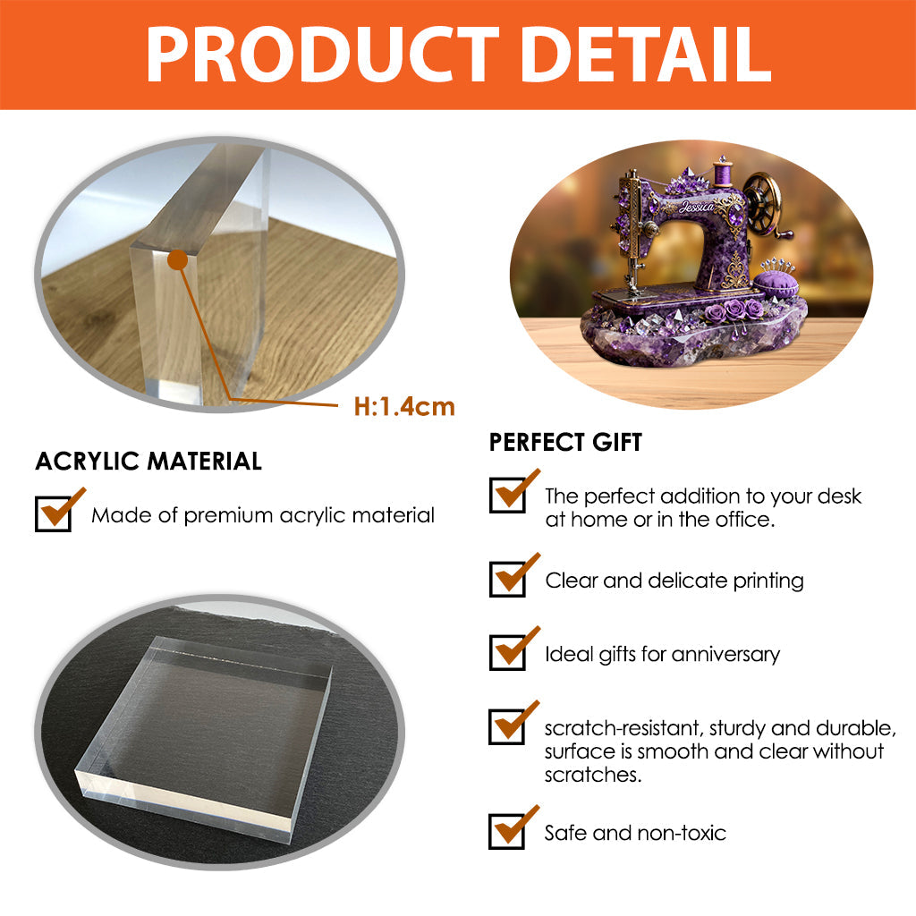 Cadeau idéal pour les passionnées de couture - Plaque acrylique personnalisée sur le thème de la couture