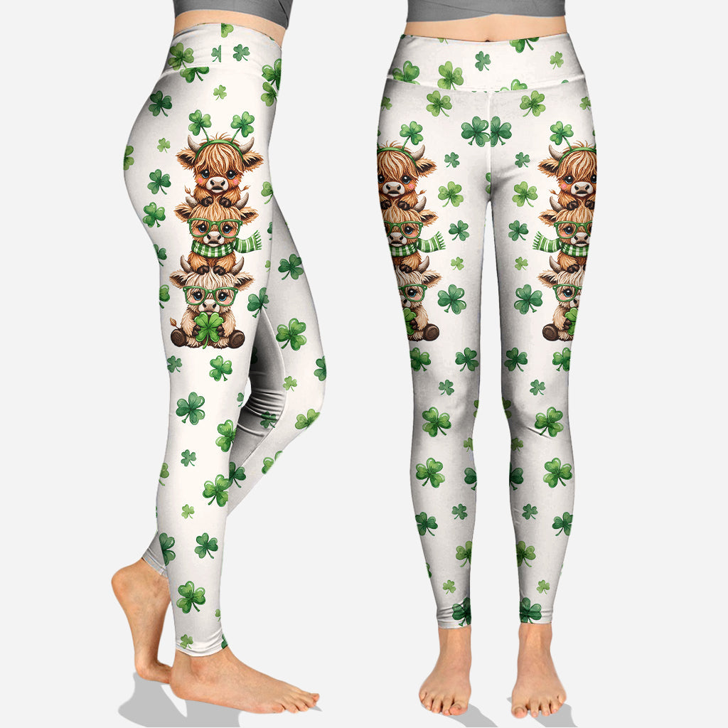 St. Patrick's Day Highland Cow - Personalized Highland Cow Hoodie and Leggings