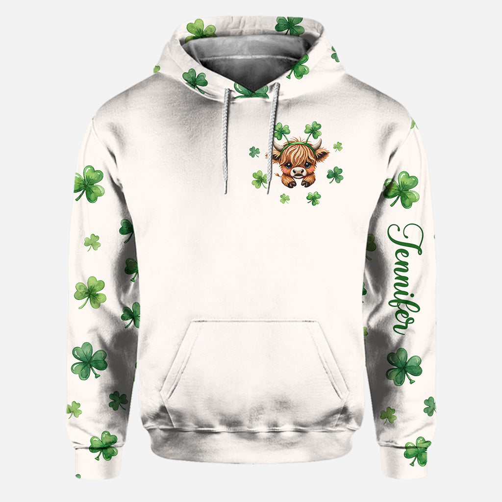 St. Patrick's Day Highland Cow - Personalized Highland Cow Hoodie and Leggings