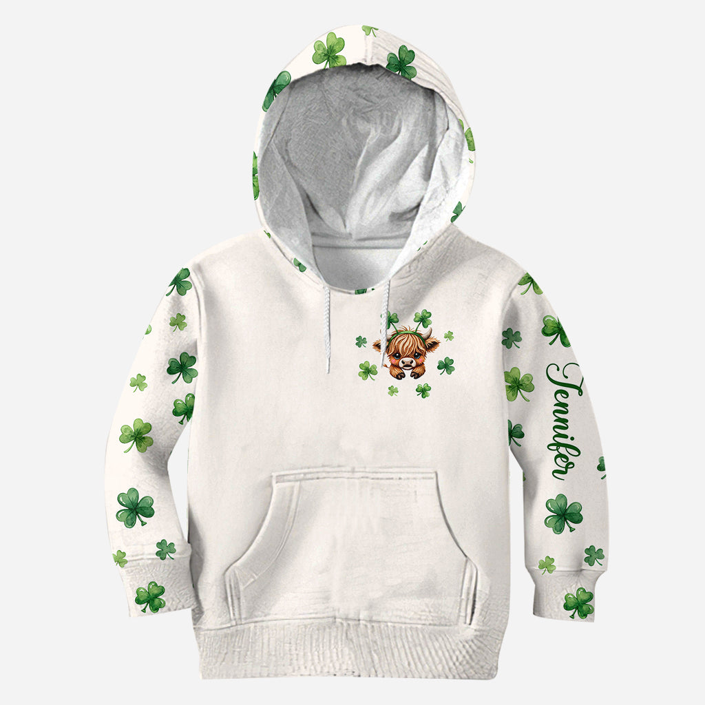St. Patrick's Day Highland Cow - Personalized Highland Cow Hoodie and Leggings