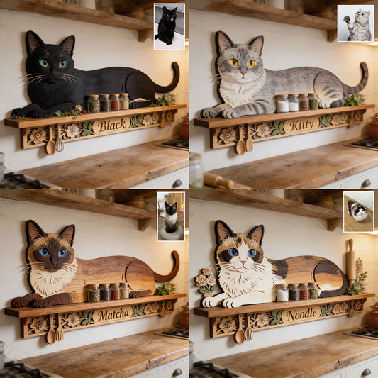 Cat Lovers - Personalized Cat Wooden Floating Shelf