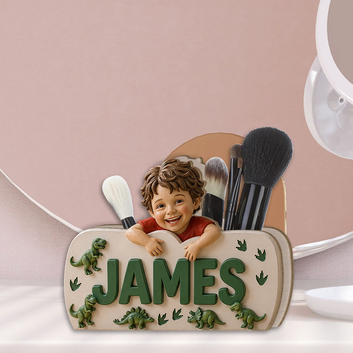 Special Name Wooden Pen Holder - Personalized Kid Wooden Desk Organizer