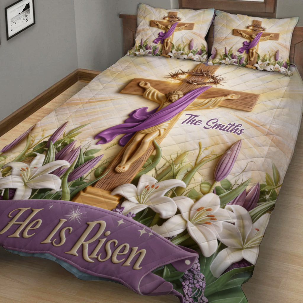 He Is Risen - Personalized Christian Quilt Set
