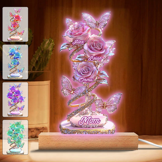 My Garden Gift For Mom, Grandma - Personalized Mother Shaped Plaque Light Base