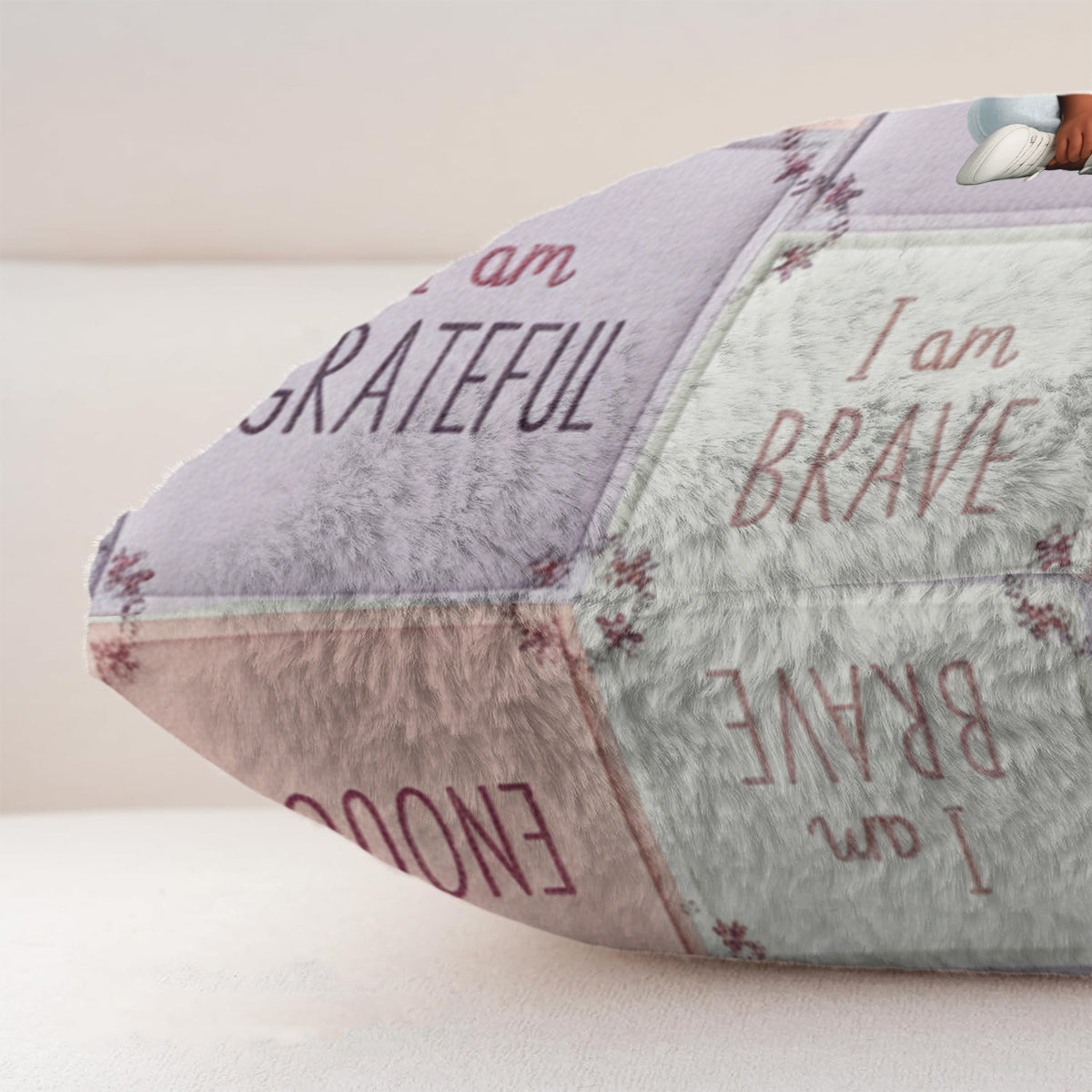 I Am Kind - Affirmation Gift For Kid - Personalized Kid Faux Fur Square Pillow