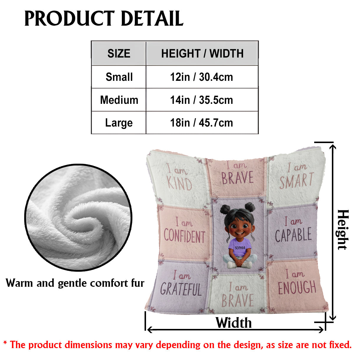 I Am Kind - Affirmation Gift For Kid - Personalized Kid Faux Fur Square Pillow