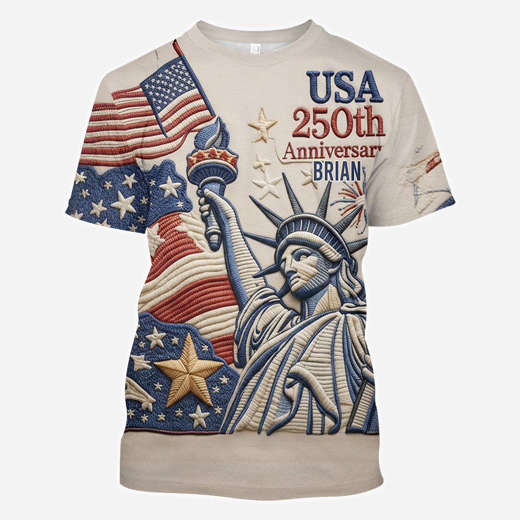250e anniversaire des États-Unis - T-shirt personnalisé Pontoon intégral