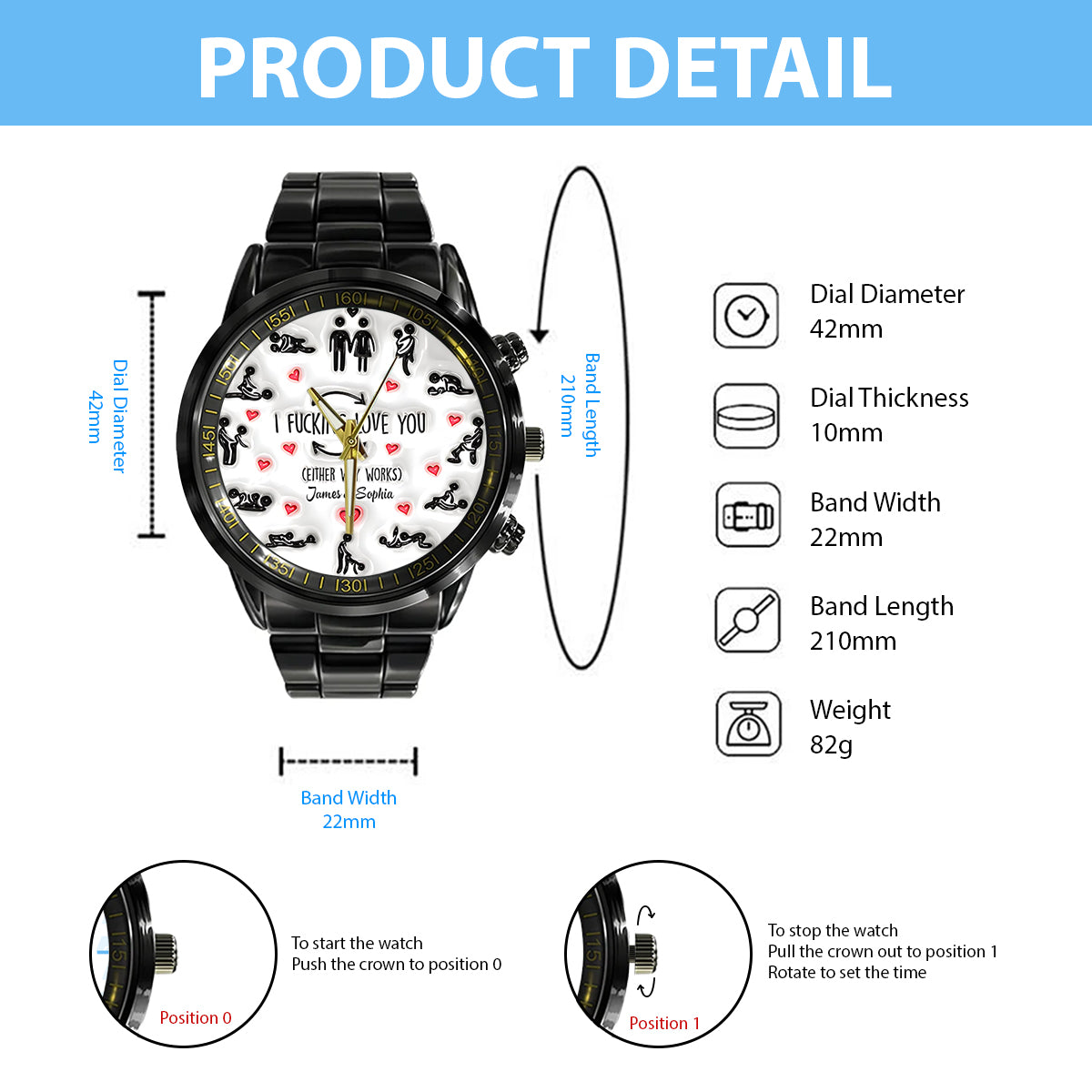 I Love You - Personalized Couple Hand Watch