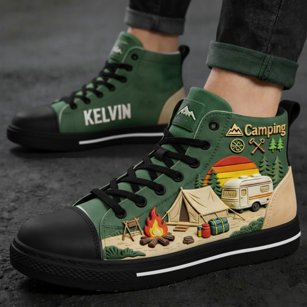 Camping Crew - Personalized Camping High Top Shoes