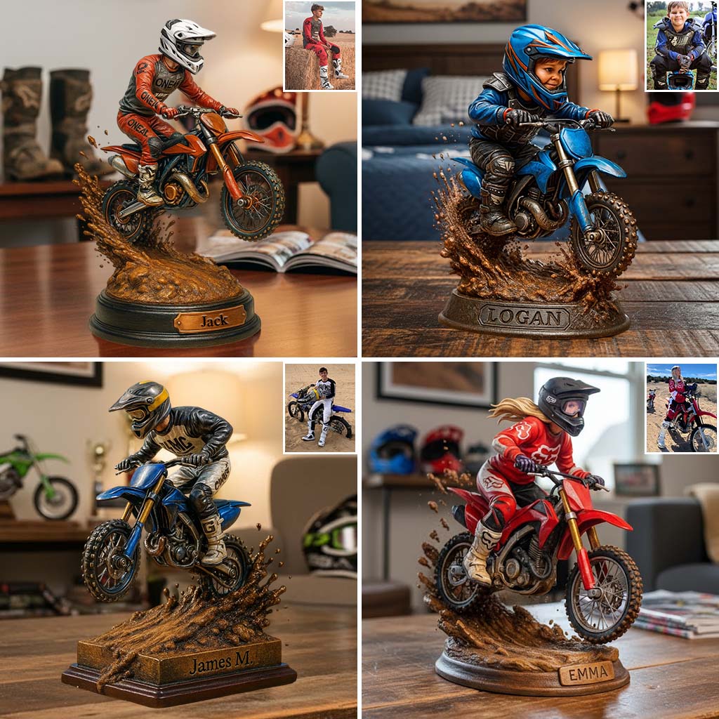 Love Dirt Bike - Personalized Dirt Bike Custom Shaped Acrylic Plaque