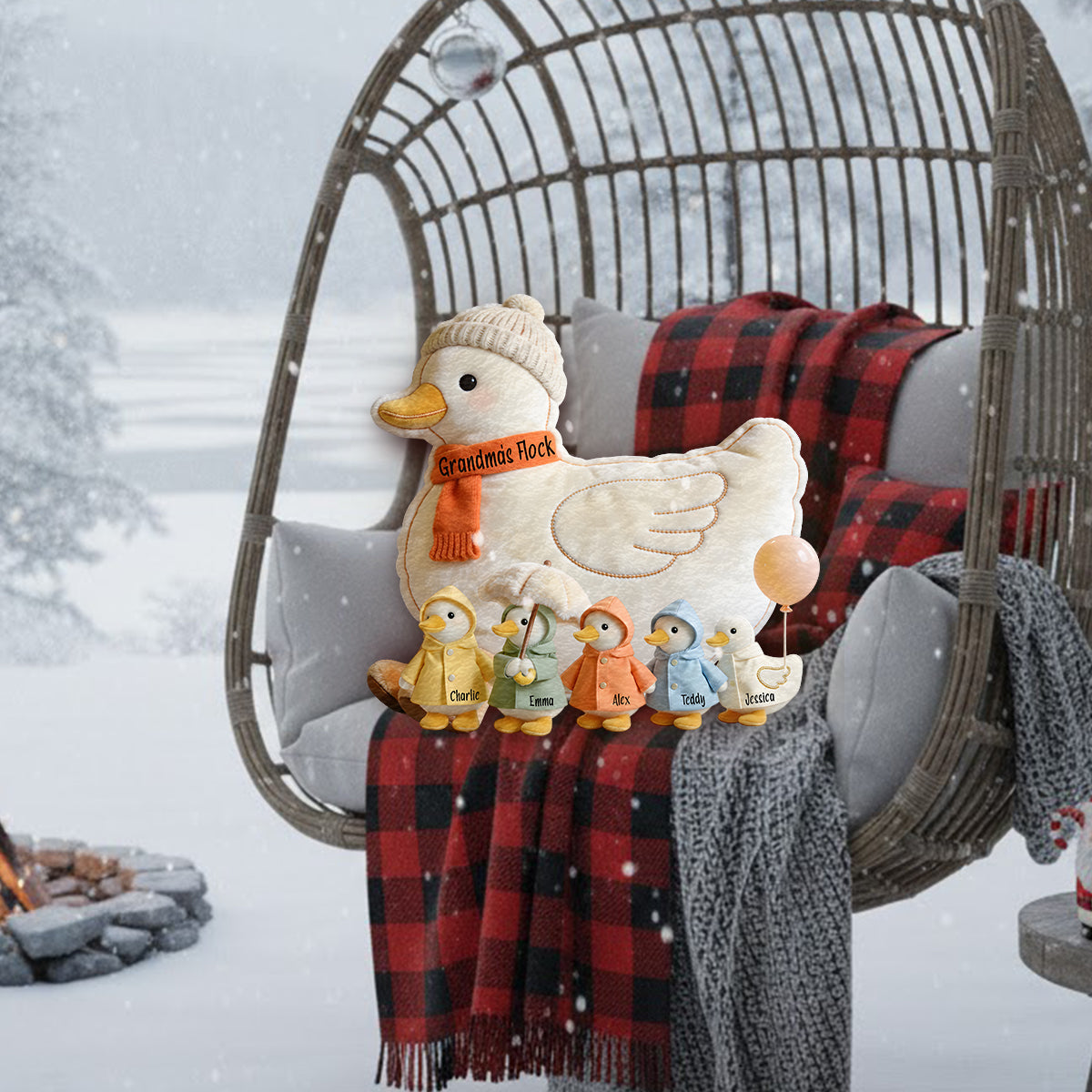 Grandma's Flock - Personalized Grandma Premium Faux Fur Pillow