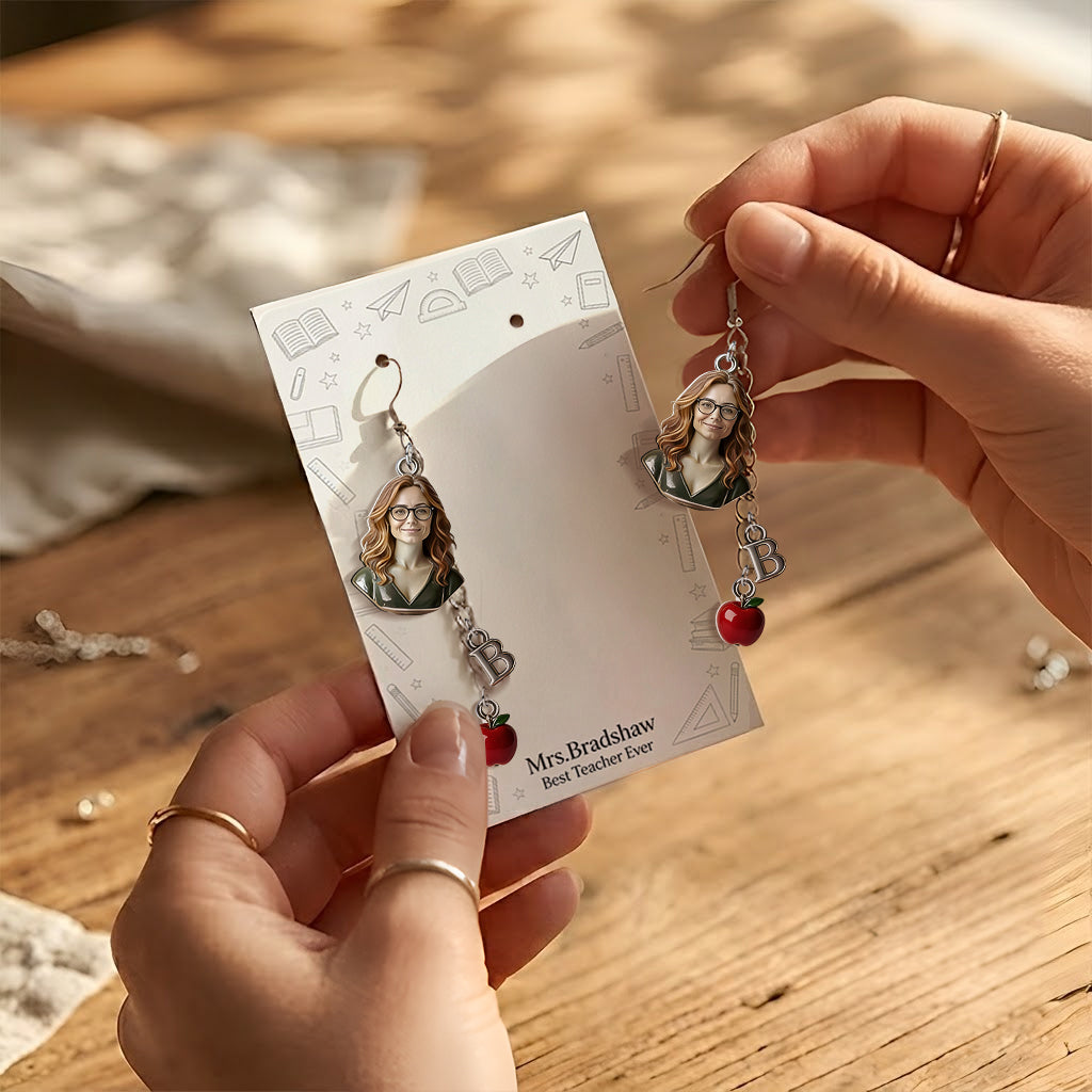Best Teacher Ever - Personalized Teacher Earrings With Card