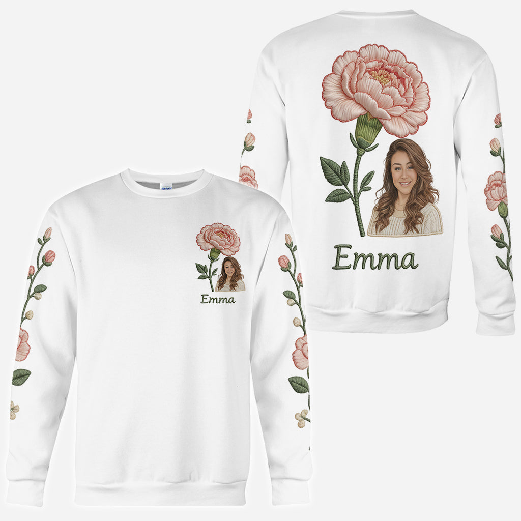 Custom Any Photo Birthmonth Flower - Personalized Self Love All Over Shirt