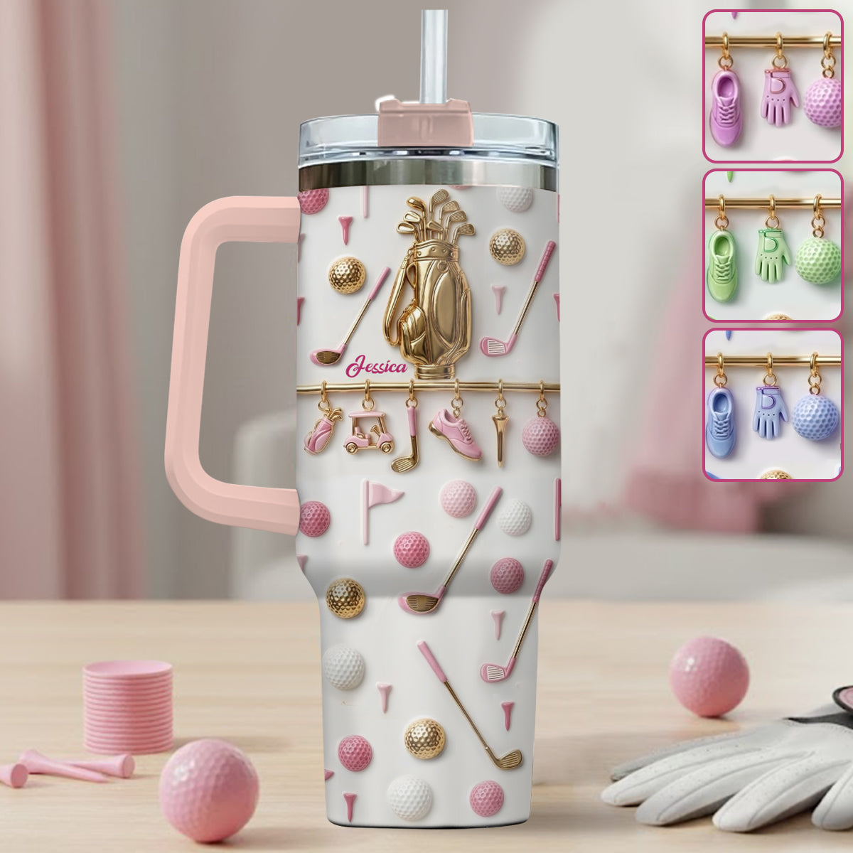 Lebe Golf – Personalisierter Golfbecher mit Henkel