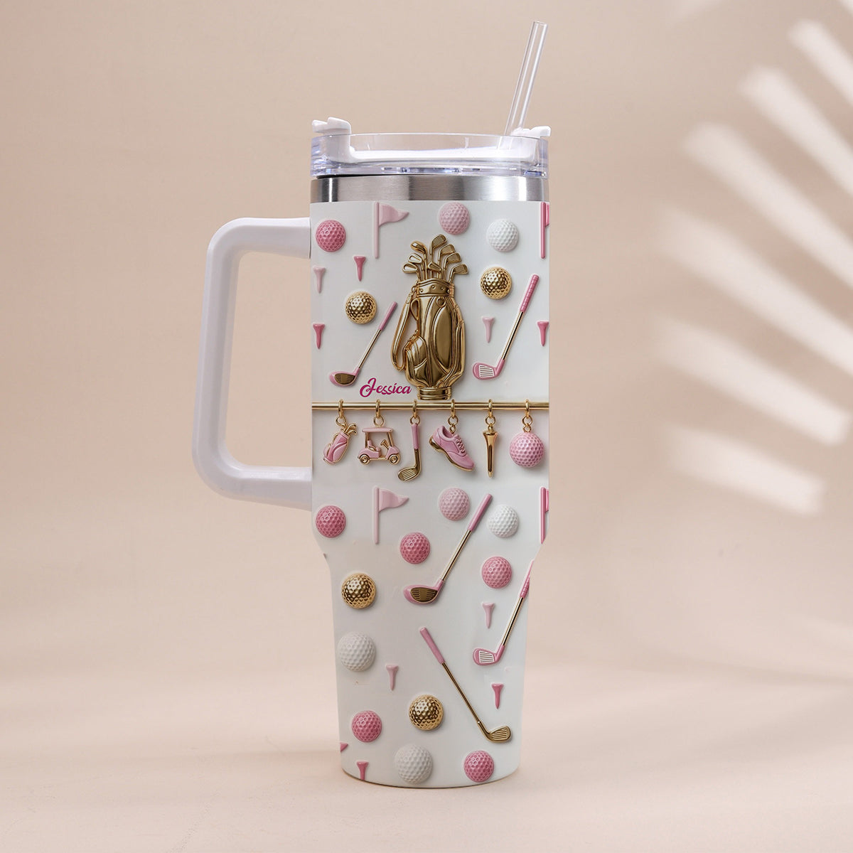 Lebe Golf – Personalisierter Golfbecher mit Henkel