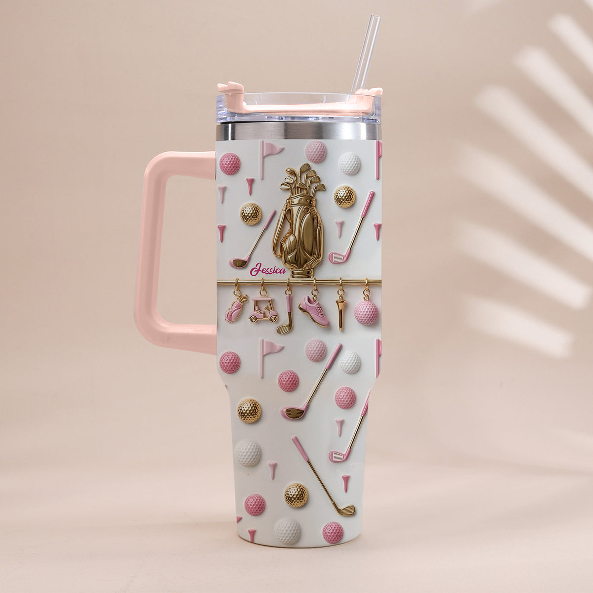 Lebe Golf – Personalisierter Golfbecher mit Henkel