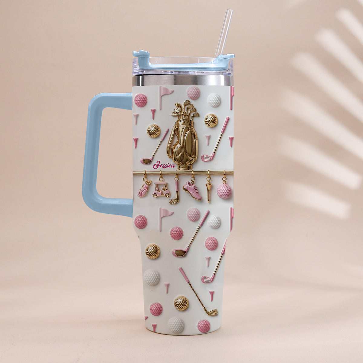 Lebe Golf – Personalisierter Golfbecher mit Henkel