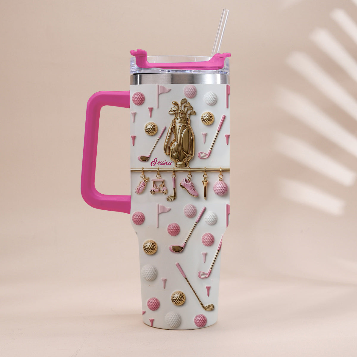 Lebe Golf – Personalisierter Golfbecher mit Henkel