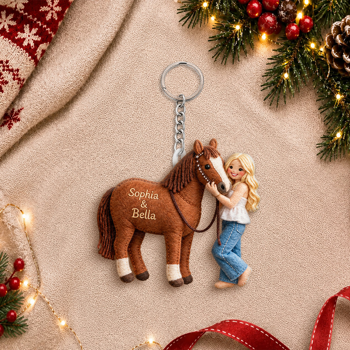 Horse & Owner Christmas - Personalized Horse Plush Ornament