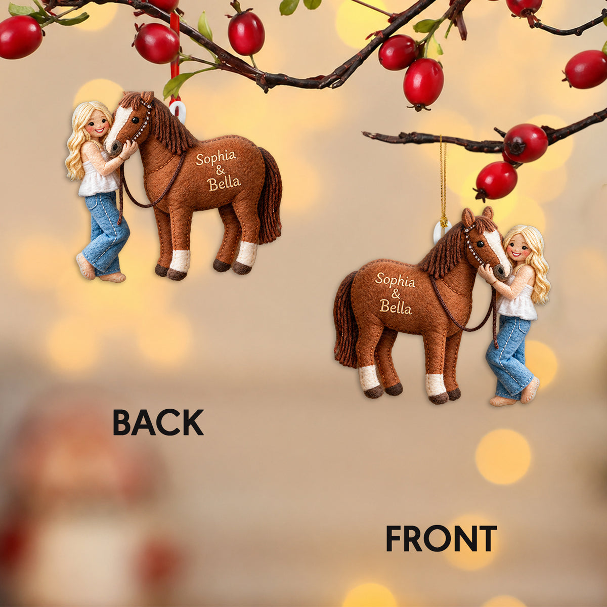 Horse & Owner Christmas - Personalized Horse Plush Ornament