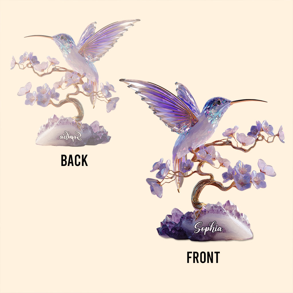Stunning Amethyst Styled Hummingbird - Personalized Hummingbird Custom Shaped Acrylic Plaque