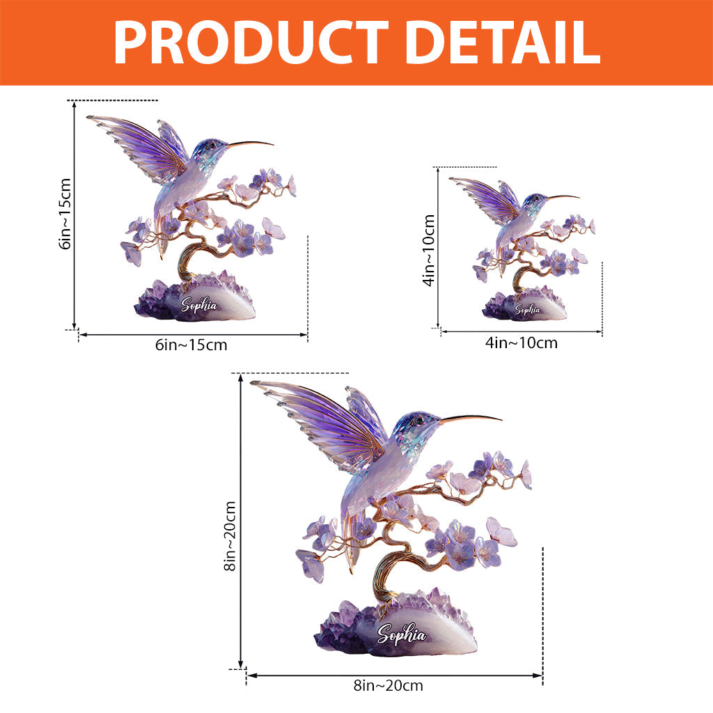 Stunning Amethyst Styled Hummingbird - Personalized Hummingbird Custom Shaped Acrylic Plaque