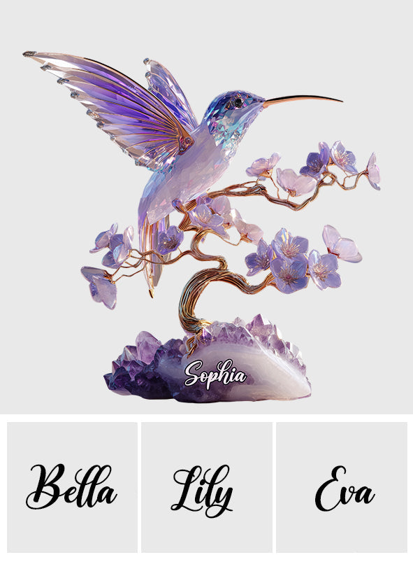 Stunning Amethyst Styled Hummingbird - Personalized Hummingbird Custom Shaped Acrylic Plaque