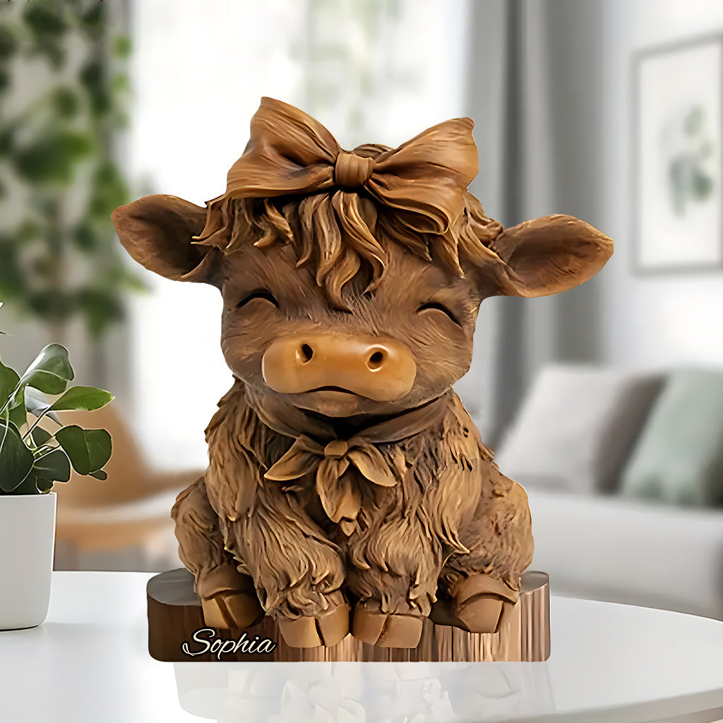 Cute Highland Cow - Personalized Highland Cow Custom Shaped Acrylic Plaque