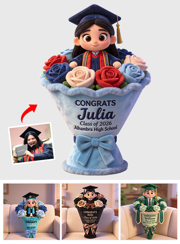 Graduation Flower - Personalized Graduation Faux Fur Shaped Pillow