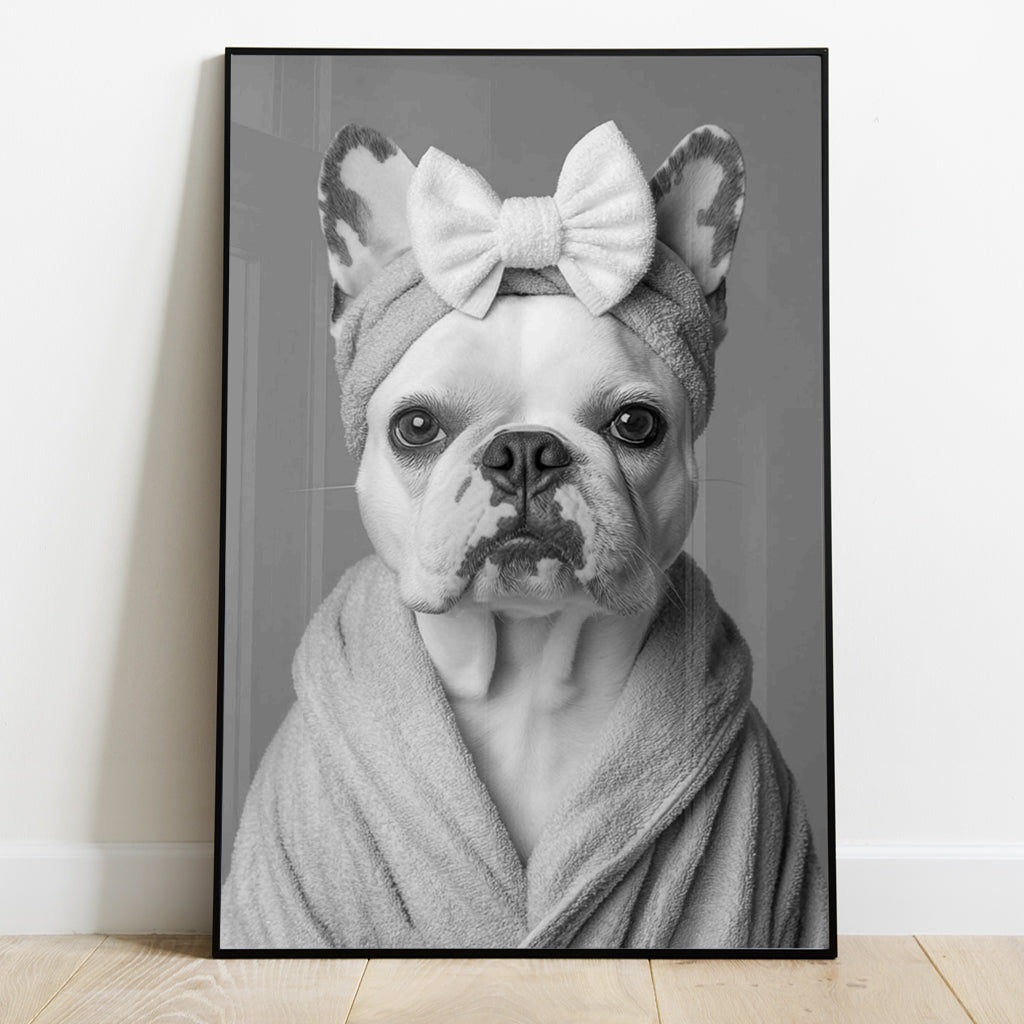 Custom Pet Portrait Photo Funny Bathroom Art - Personalized Dog Canvas And Poster