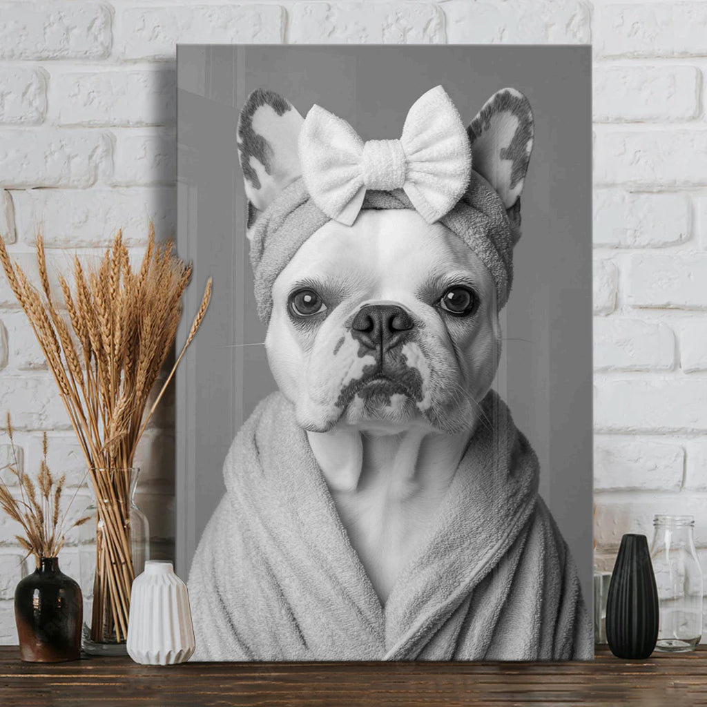 Custom Pet Portrait Photo Funny Bathroom Art - Personalized Dog Canvas And Poster