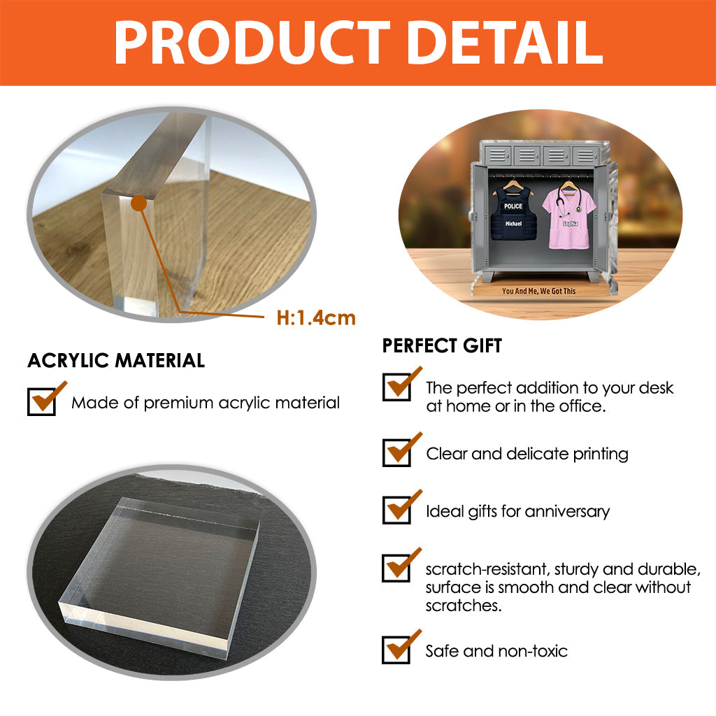 Gift For Police/ Nurse/ Firefighter.... Husband And Wife - Personalized Couple Custom Shaped Acrylic Plaque