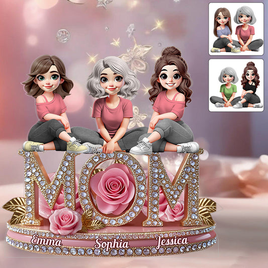 Pink Floral Mom - Personalized Mother Custom Shaped Acrylic Plaque