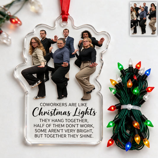 Funny Colleagues Ornament With Real Christmas String Light - Personalized Colleague Miniature Light String Ornament
