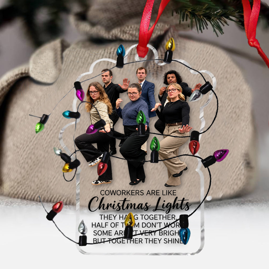 Funny Colleagues Ornament With Real Christmas String Light - Personalized Colleague Miniature Light String Ornament