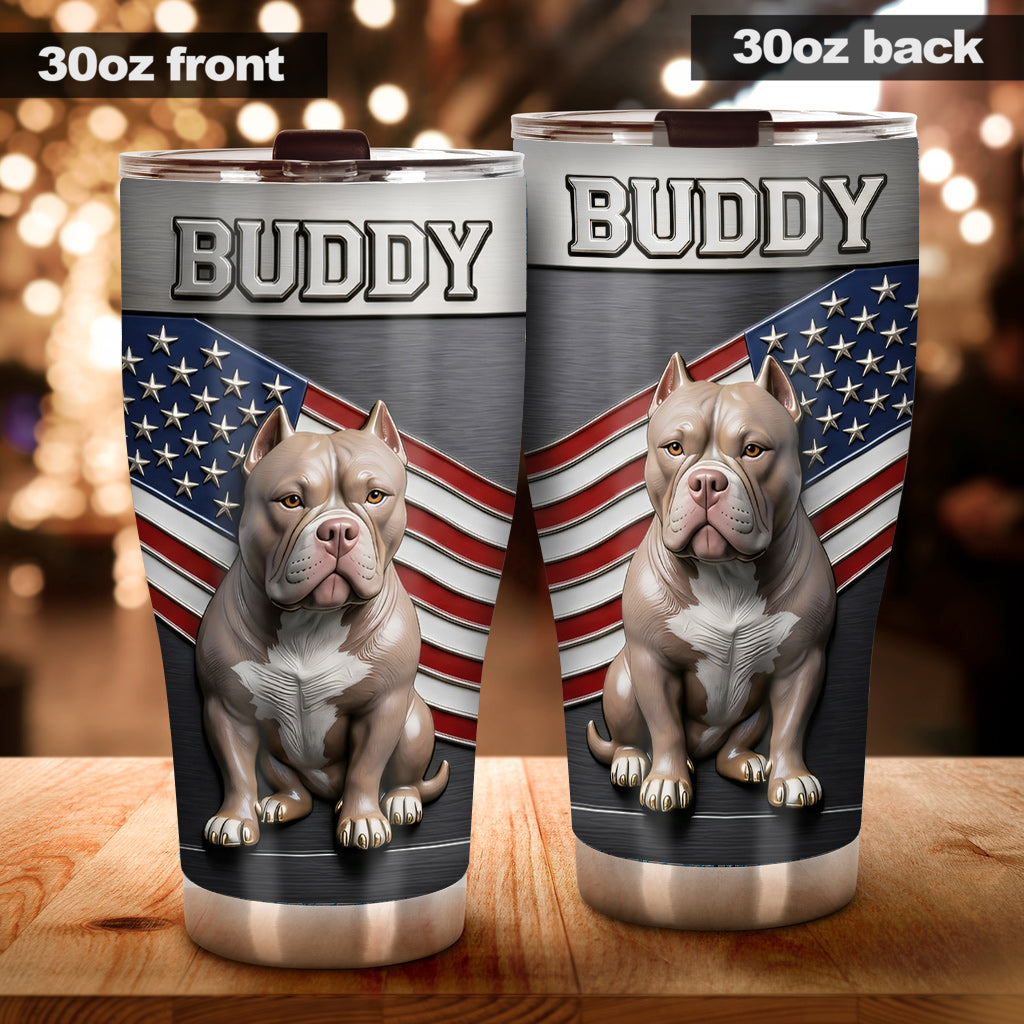 Personalisierter Hundetumbler mit amerikanischem Flaggenmuster