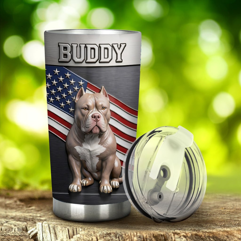 Personalisierter Hundetumbler mit amerikanischem Flaggenmuster